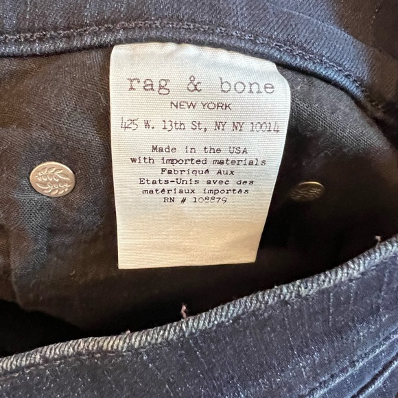 Size 27 Rag & Bone Skinny Denim Jeans Knee Slit Rip Dark Blue Terra - Picture 16 of 16